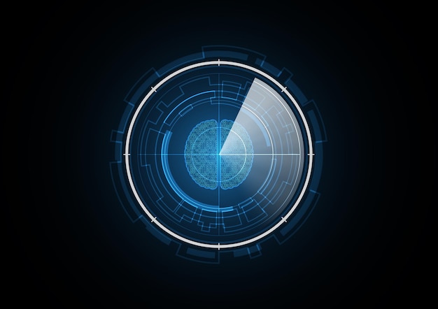 Technology abstract future human brain radar security circle background vector illustration