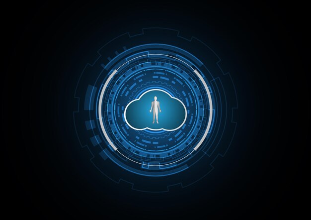 Technology abstract future human cloud radar security circle background vector illustration