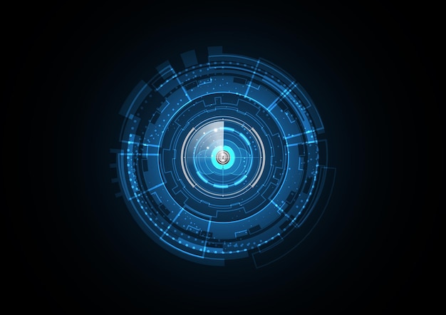Technology abstract future keyhole human brain cloud radar security circle background vector illustration
