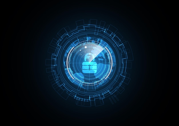 Technology abstract future lock world globe radar security circle background vector illustration
