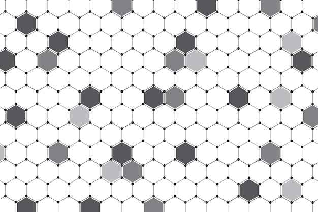 Technology abstract lines and dots connect background with hexagons