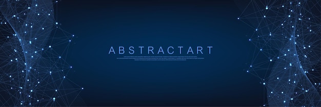Technology abstract lines and dots connection background Connection digital data and big data concept Digital data visualization Vector illustration