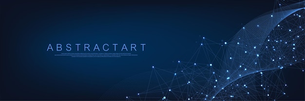 Technology abstract lines and dots connection background Connection digital data and big data concept Digital data visualization Vector illustration