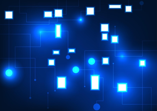Technology circuit board data connection background Shows the flow of data