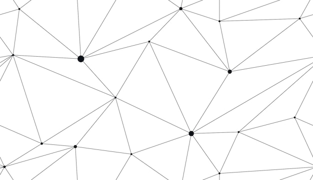 Technology communication seamless vector pattern with connected thin lines, black and white monochrome endless wallpaper background science theme.