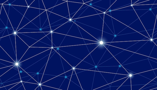 Technology communication seamless vector pattern with connected thin lines blue endless wallpaper background science theme