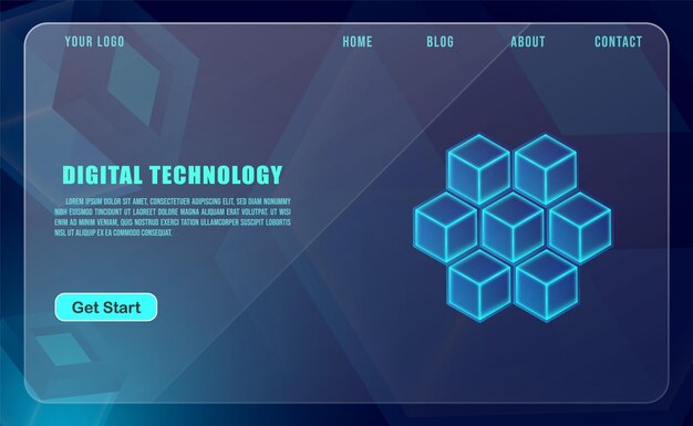 Technology concept for web banner template or brochure Blue colour