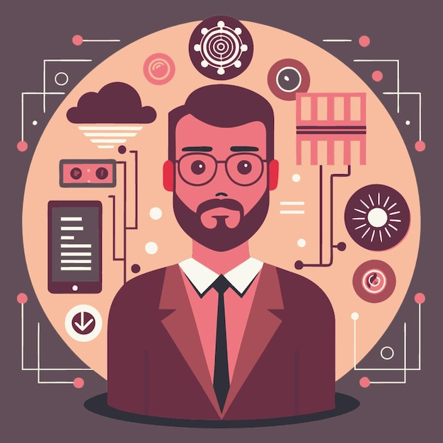 Technology Concept Vector Illustration Featuring Bio Metric Design Flat Style Elements