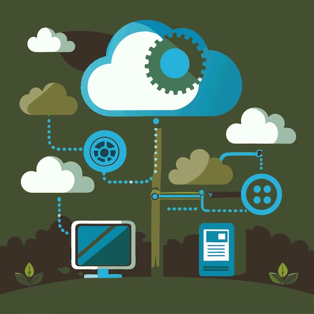 technology concept vector illustration featuring cloud computing design flat style elements
