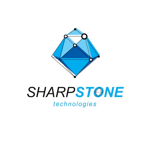 Technology conceptual symbol. Abstract three-dimensional shape, vector design element.