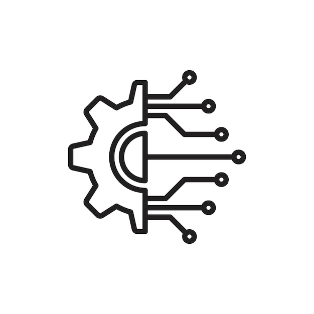 Technology icon Flat art in black and white isolated