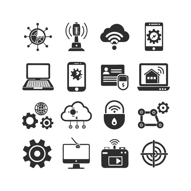 technology icon set vector illustration for documents websites and mobile applications
