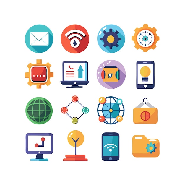 technology icon set vector illustration for documents websites and mobile applications