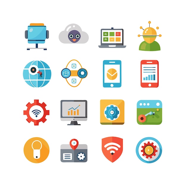 Technology Icon Set Vector Illustration for Documents Websites and Mobile Applications