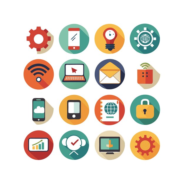 technology icon set vector illustration for documents websites and mobile applications