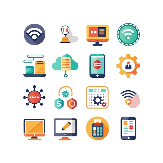 technology icon set vector illustration for documents websites and mobile applications