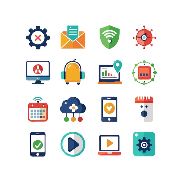 technology icon set vector illustration for documents websites and mobile applications
