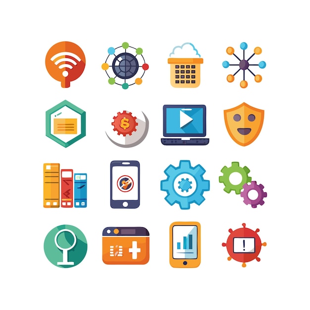 Technology Icon Set Vector Illustration for Documents Websites and Mobile Applications