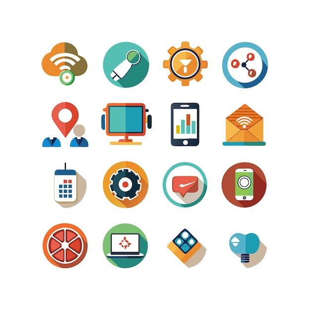 technology icon set vector illustration for documents websites and mobile applications