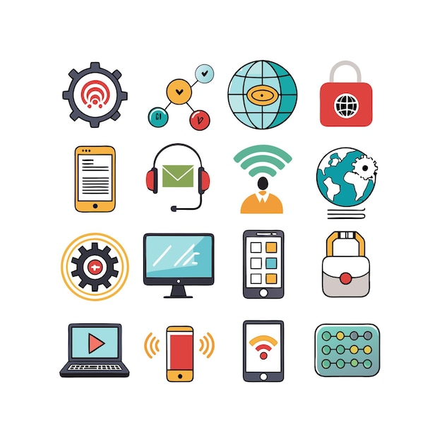 Technology Icon Set Vector Illustration for Documents Websites and Mobile Applications