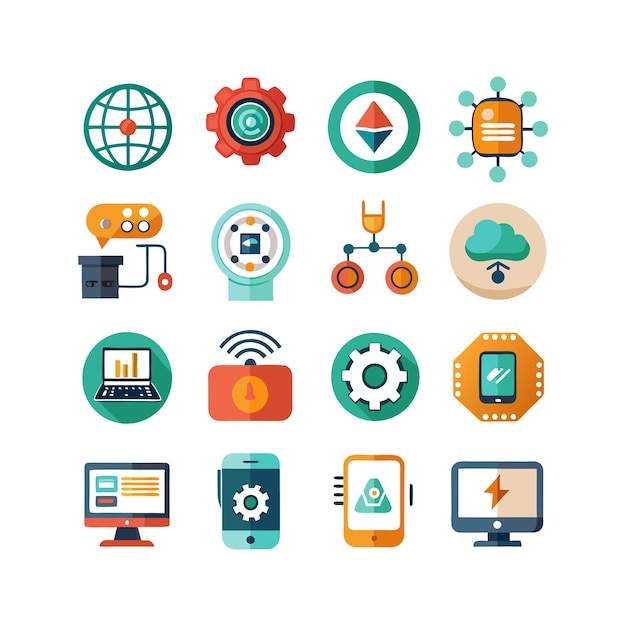 Technology Icon Set Vector Illustration for Documents Websites and Mobile Applications