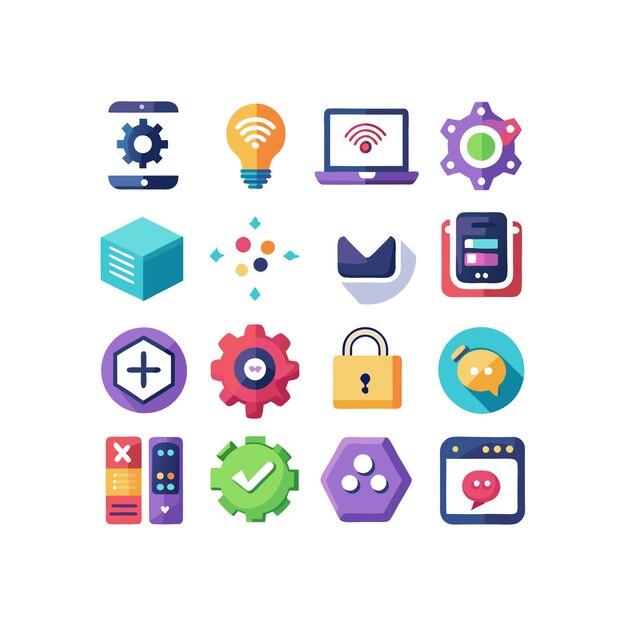technology icon set vector illustration for documents websites and mobile applications