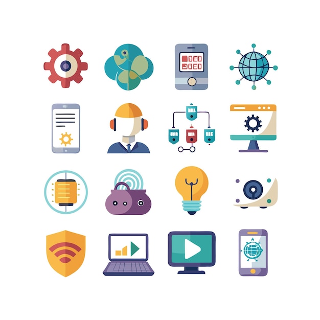 Technology Icon Set Vector Illustration for Documents Websites and Mobile Applications