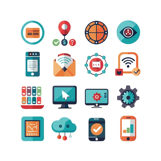 technology icon set vector illustration for documents websites and mobile applications