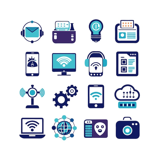 Technology Icon Set Vector Illustration for Documents Websites and Mobile Applications