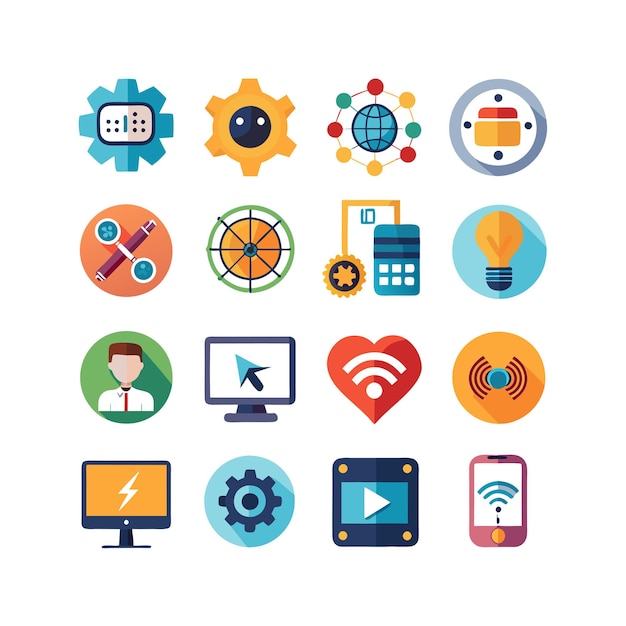 Technology Icon Set Vector Illustration for Documents Websites and Mobile Applications