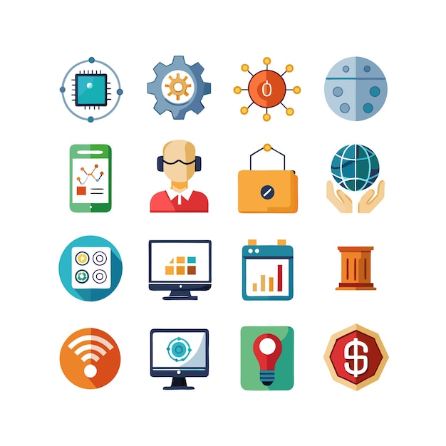 Technology Icon Set Vector Illustration for Documents Websites and Mobile Applications