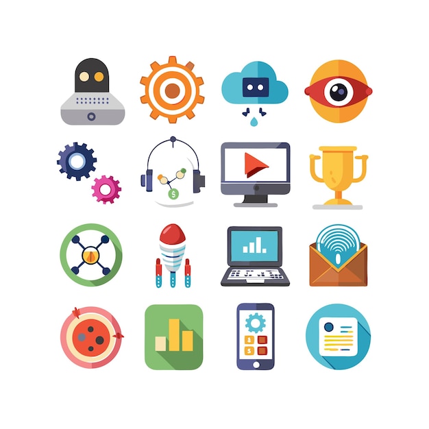Technology Icon Set Vector Illustration for Documents Websites and Mobile Applications