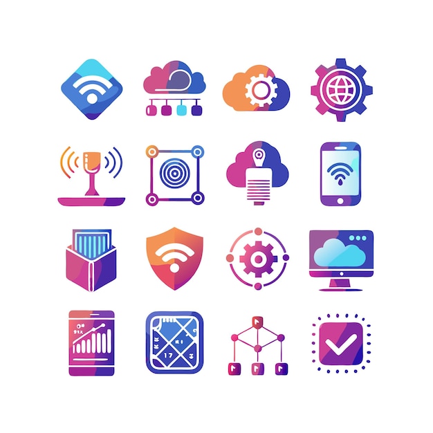 technology icon set vector illustration for documents websites and mobile applications