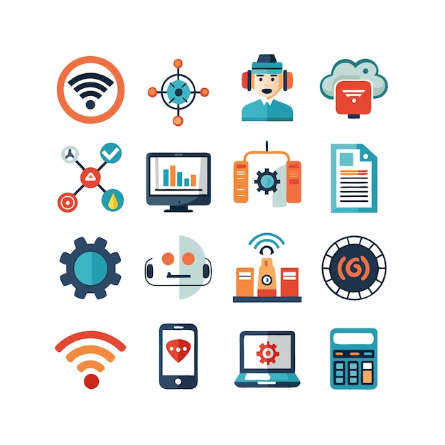 technology icon set vector illustration for documents websites and mobile applications