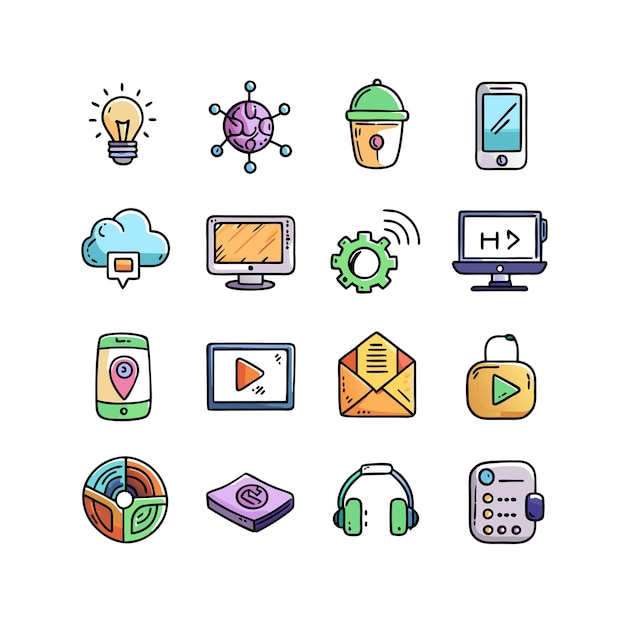 Technology Icon Set Vector Illustration for Documents Websites and Mobile Applications
