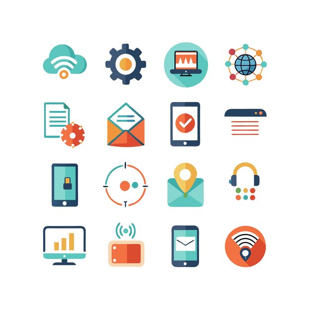 technology icon set vector illustration for documents websites and mobile applications