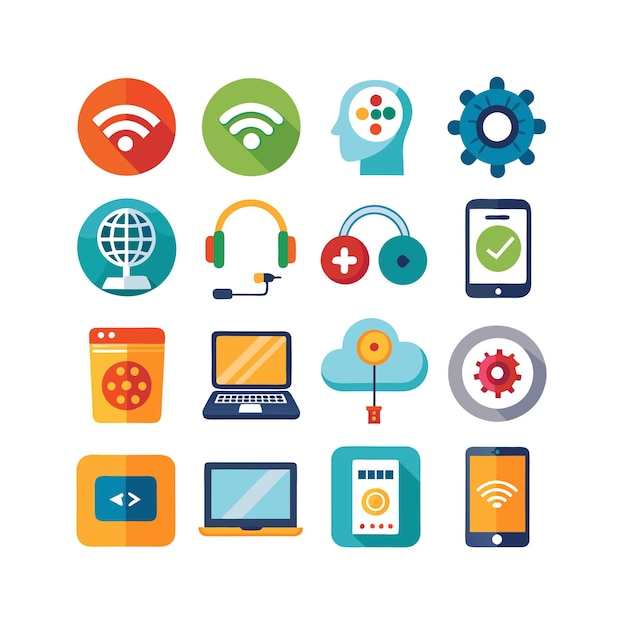 technology icon set vector illustration for documents websites and mobile applications