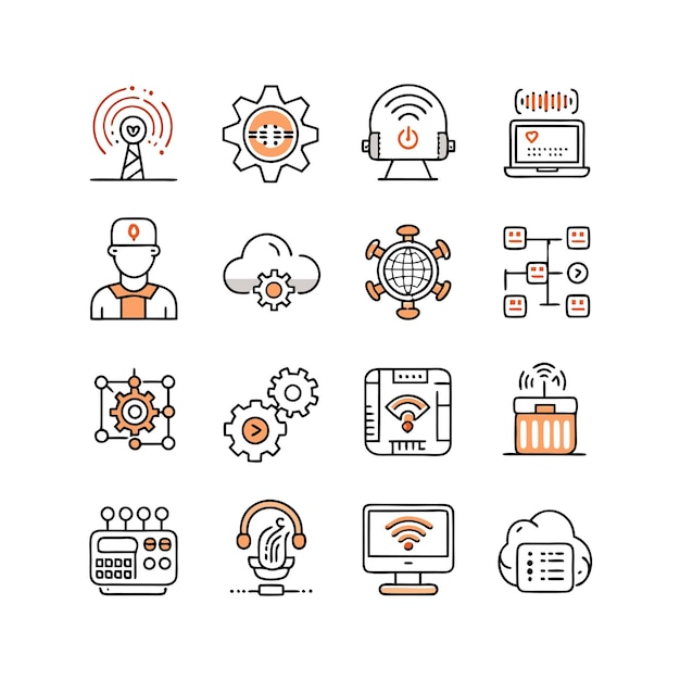 Technology Icon Set Vector Illustration for Documents Websites and Mobile Applications