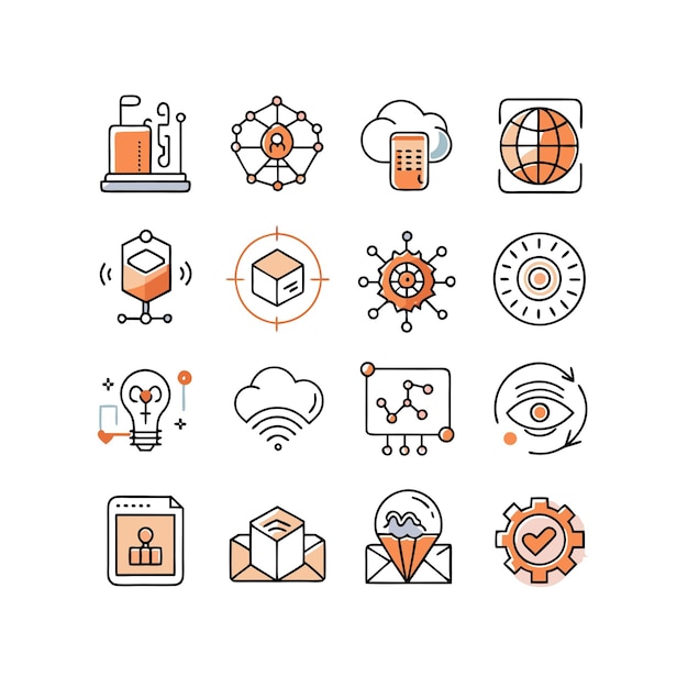 technology icon set vector illustration for documents websites and mobile applications