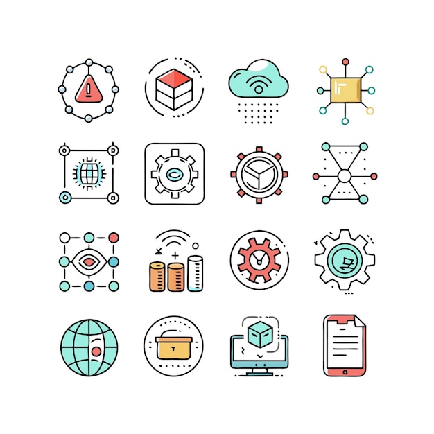 technology icon set vector illustration for documents websites and mobile applications