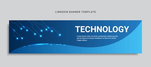 technology linkedin banner design with lines and dots