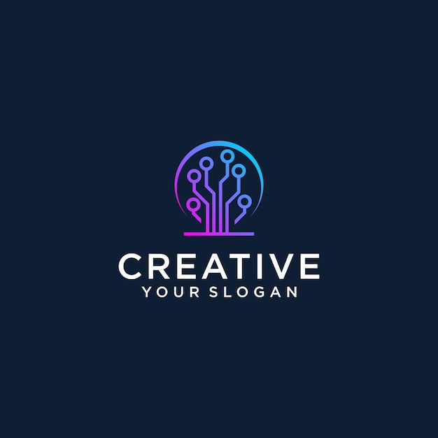 Technology logo design template with tree vector graphic design vector illustration creative icon sy