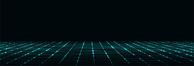 Technology perspective grid Digital space wireframe landscape Blue mesh on a black background