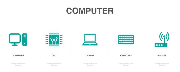 Technology smart home photo camera calculator tablet computer icons Infographic design template Creative concept with 5 steps