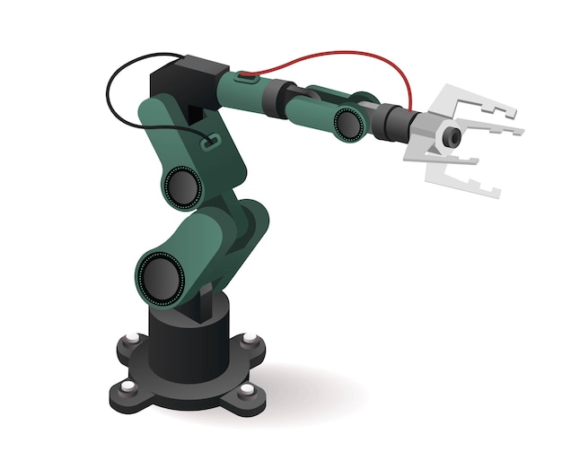 technology tool factory robotic arm with artificial intelligence concept isometric illustration