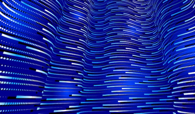 Technology vector abstract background with lines big data flow, 3D abstraction of nanotechnology and science, electronics and digital style, wire net dimensional perspective.