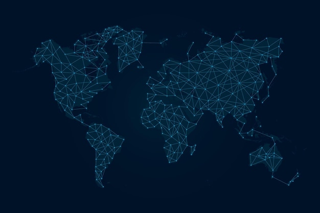 technology world map with global network connection