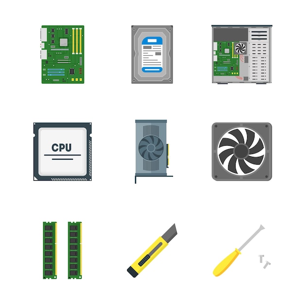 Tegneserie Personlig Computer Komponenter Vektor