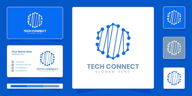 Teknologi logo Dot Connection logo med forretningsidentitet vektor skabelon