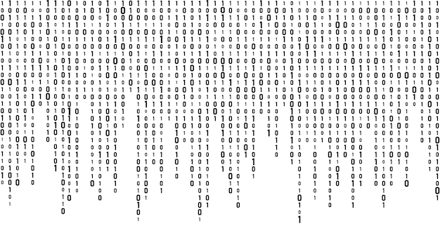 Teknologi-vektor, binær kode. Tilfældigt faldende tal på skærmen. Hacket software. Matrix-videnskabsbaggrund. Big data-analyse